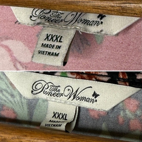 2 Pioneer Woman Bold Floral V Neck‎ Soft Red Black Country Floral Tops Shirts 3X - Picture 3 of 4